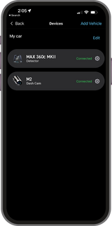 ESCORT DriveSmarter Smartphone App Screen MAX 360c MKII Multi-Device Management