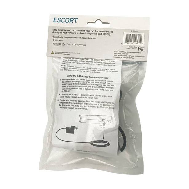 Easy Hardwire Kit - OBDII to RJ11 Cable Cords ESCORT