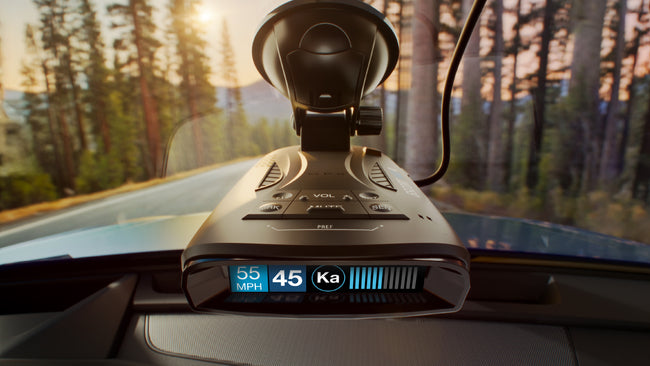 MAX 4 portable radar detector attached to windshield lifestyle slider image