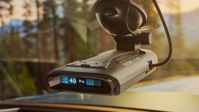 MAX 4 portable radar detector attached to windshield lifestyle slider image