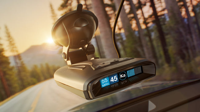 MAX 4 portable radar detector attached to windshield lifestyle slider image