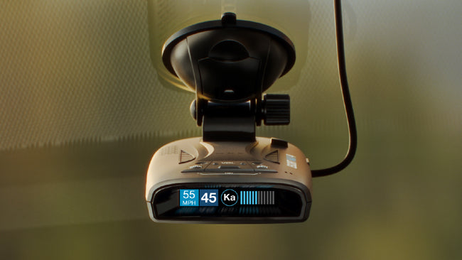 MAX 4 portable radar detector attached to windshield lifestyle slider image